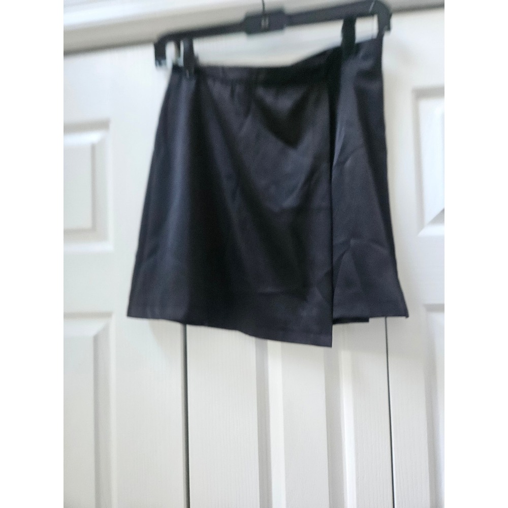 Black Wrap Mini Skirt Minimalist A-Line Short Skirt Solid Black